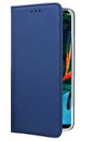 Кожен калъф тефтер и стойка Magnetic FLEXI Book Style за LG Q60 син